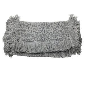 Alexander McQueen Gray Wool Leopard Skull Fringe Scarf